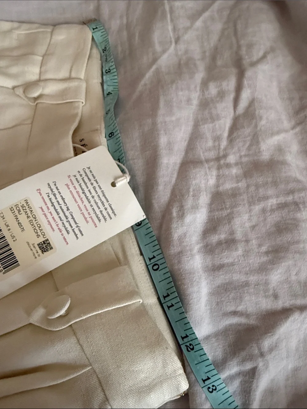 NWT Sezane loulou wide leg pants ecru hard to find